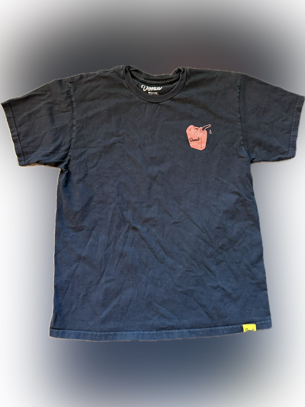 Donut Oil Crisis 1973 Black Tee with Small Red Graphic